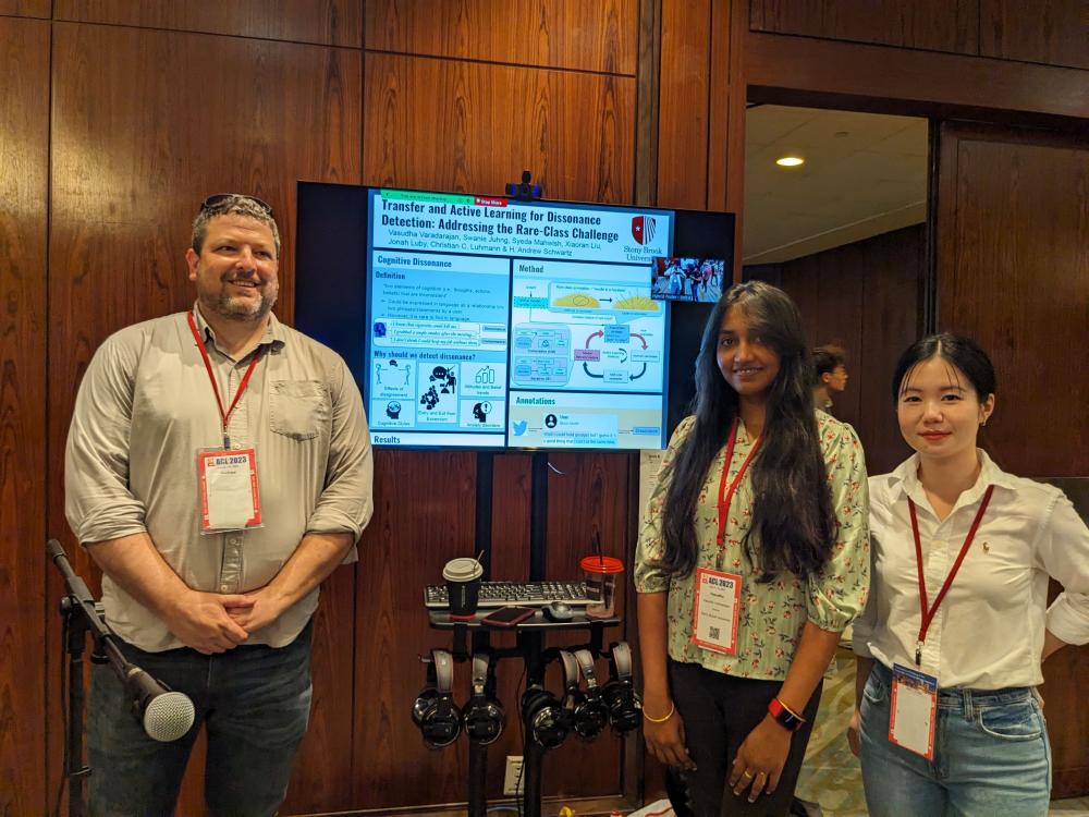 HLAB team standing with their poster at ACL 2023 in Toronto